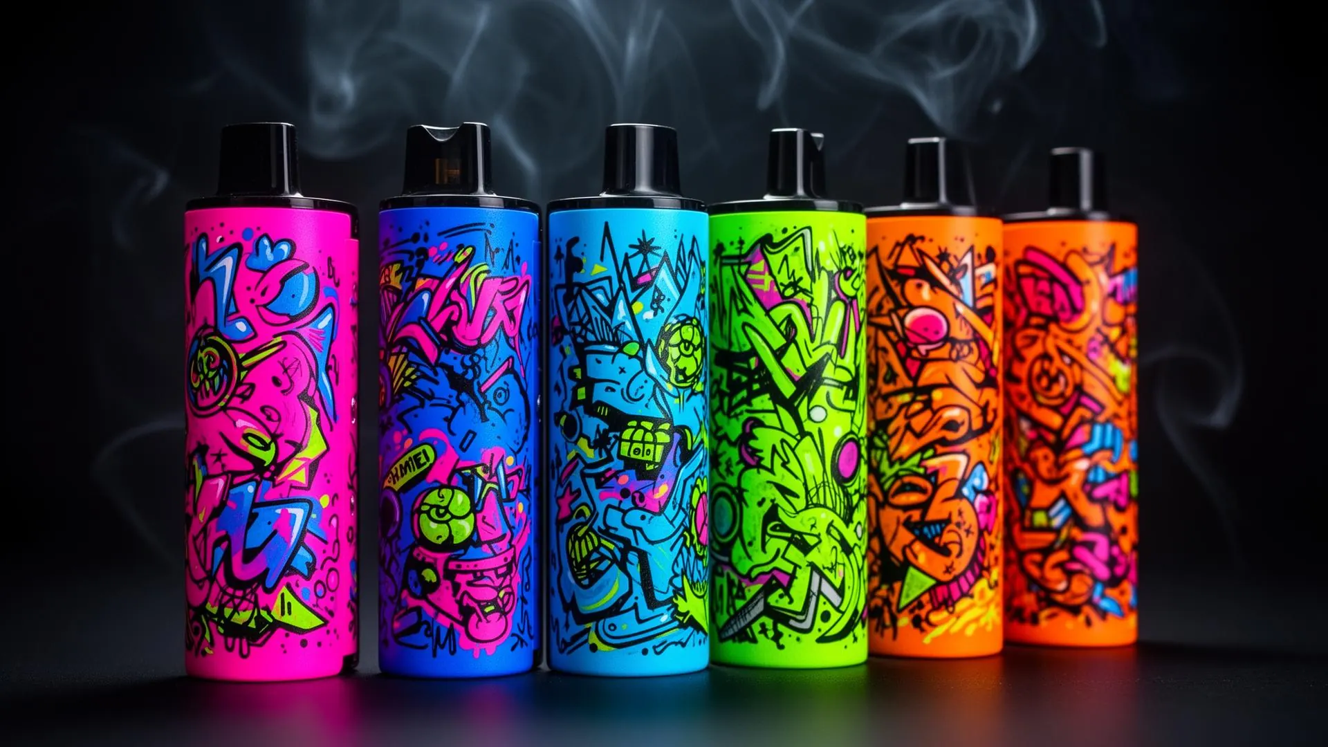 Colorful graffiti-art disposable vapes